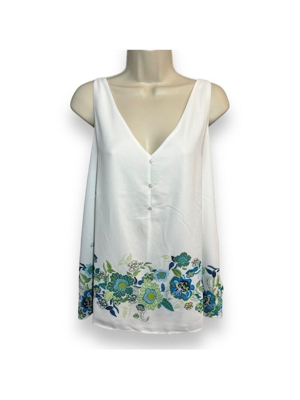 Cato Women’s Sheer Floral Tank White Size XL
